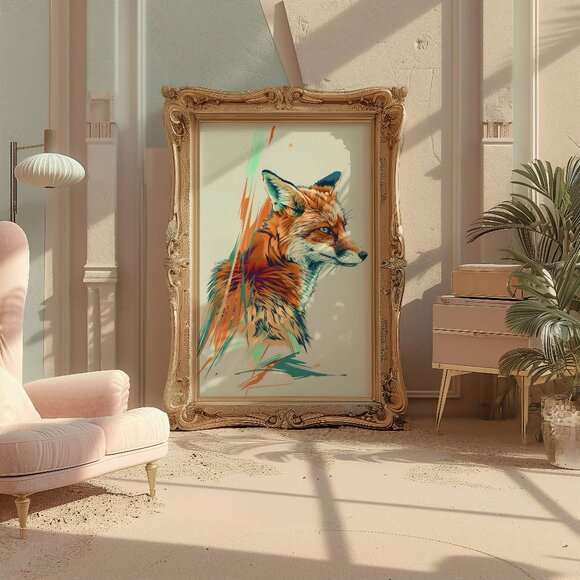 Original Abstract Fox Art Print + Digital Copy, Colorful Vibrant Illustration - Picture 2 of 10